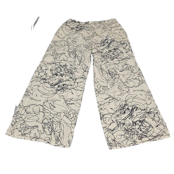 Fenini Flat Front Women Palazzo Size 2X White 100% Linen - Picture 3 of 12